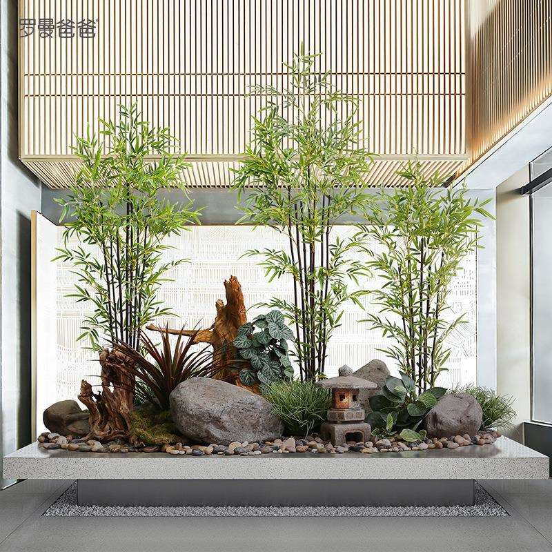 罗曼爸爸仿真植物竹子造景组合室内枯山水绿植角落盆景景观装饰办