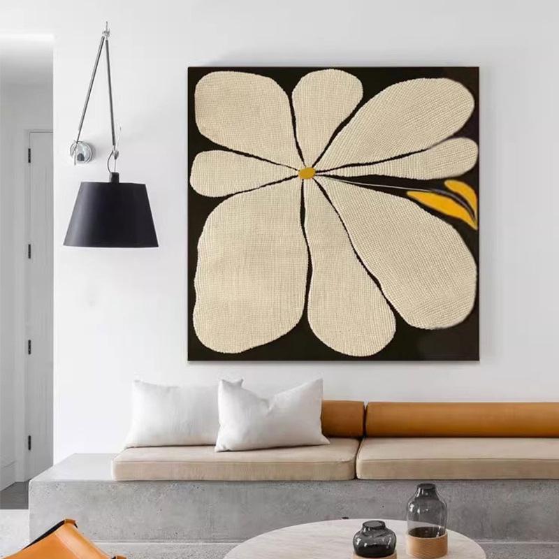 花开 中古风沙发花卉装饰画方形文艺复古北欧卧室玄关背景墙挂画图片