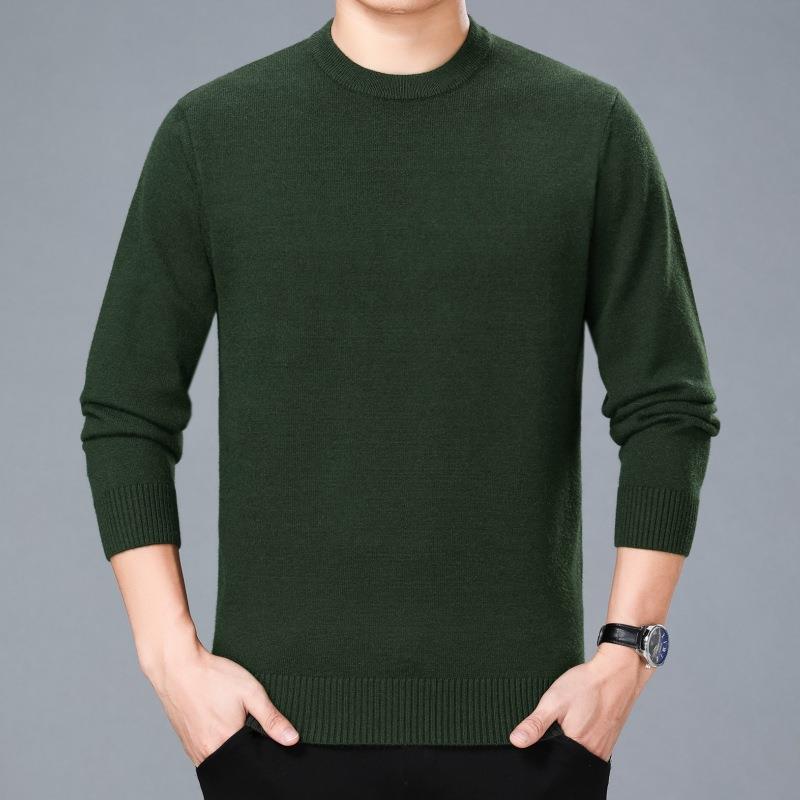 秋冬季男羊绒衫羊衫套863310头加厚保针织圆领中老暖年纯色毛衣爸