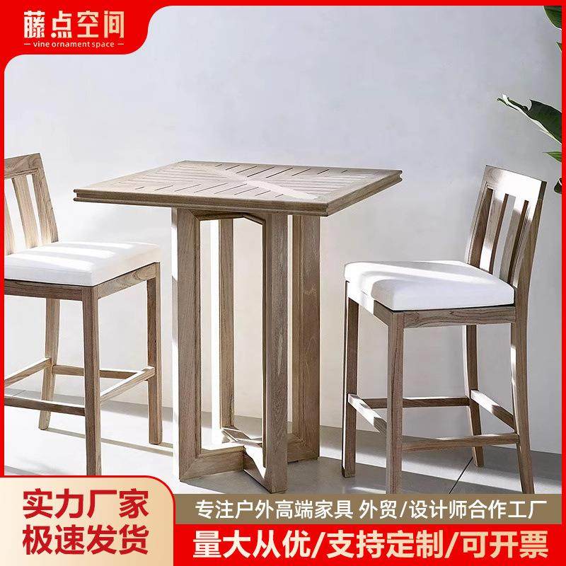 户外实木餐桌室露天阳家台民宿椅SDH创意别墅设计外师休闲庭院柚