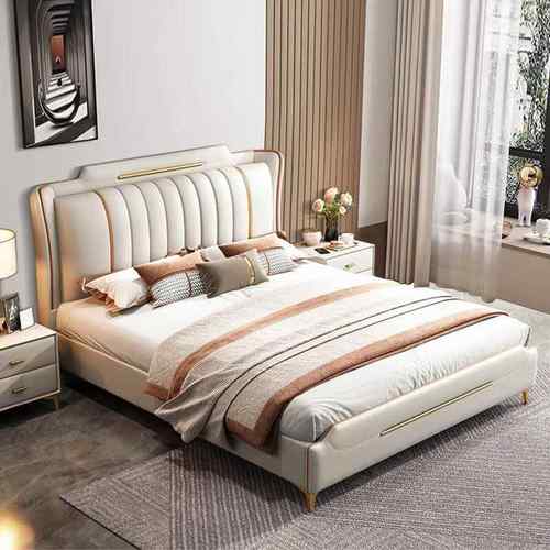 轻奢意式真皮1.8米大床皮艺床1.5米双人床家用现代简约婚床主卧