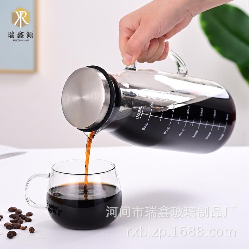高硼硅刻度冷萃咖啡壶冰水玻璃家用耐高温凉水壶冷水壶果汁壶