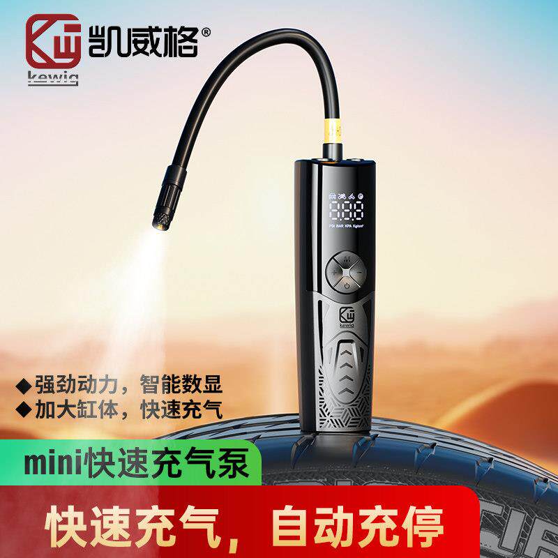 凯威格机车打气机可携式车载电动车用打气筒轮胎压机车自动充气