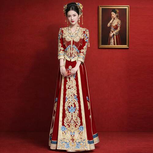 高端出阁秀禾服婚服小个子新娘中式婚礼结婚礼服重工高级感龙凤褂