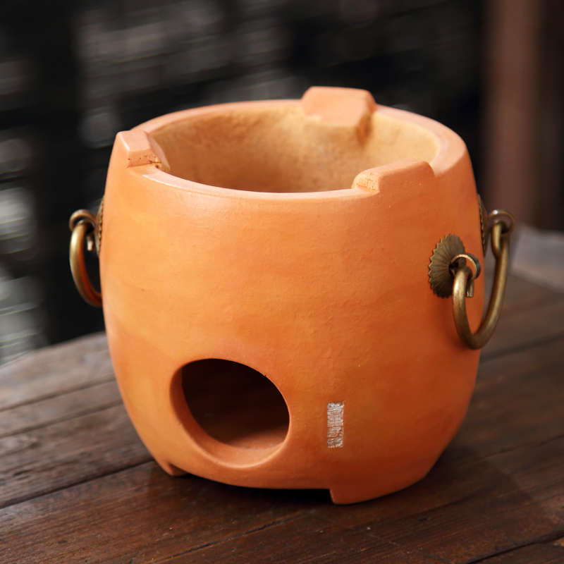 S588童文宋红泥小火炉功夫煮茶炉陶土橄榄炭炉闽西副榜炉砂铫家用