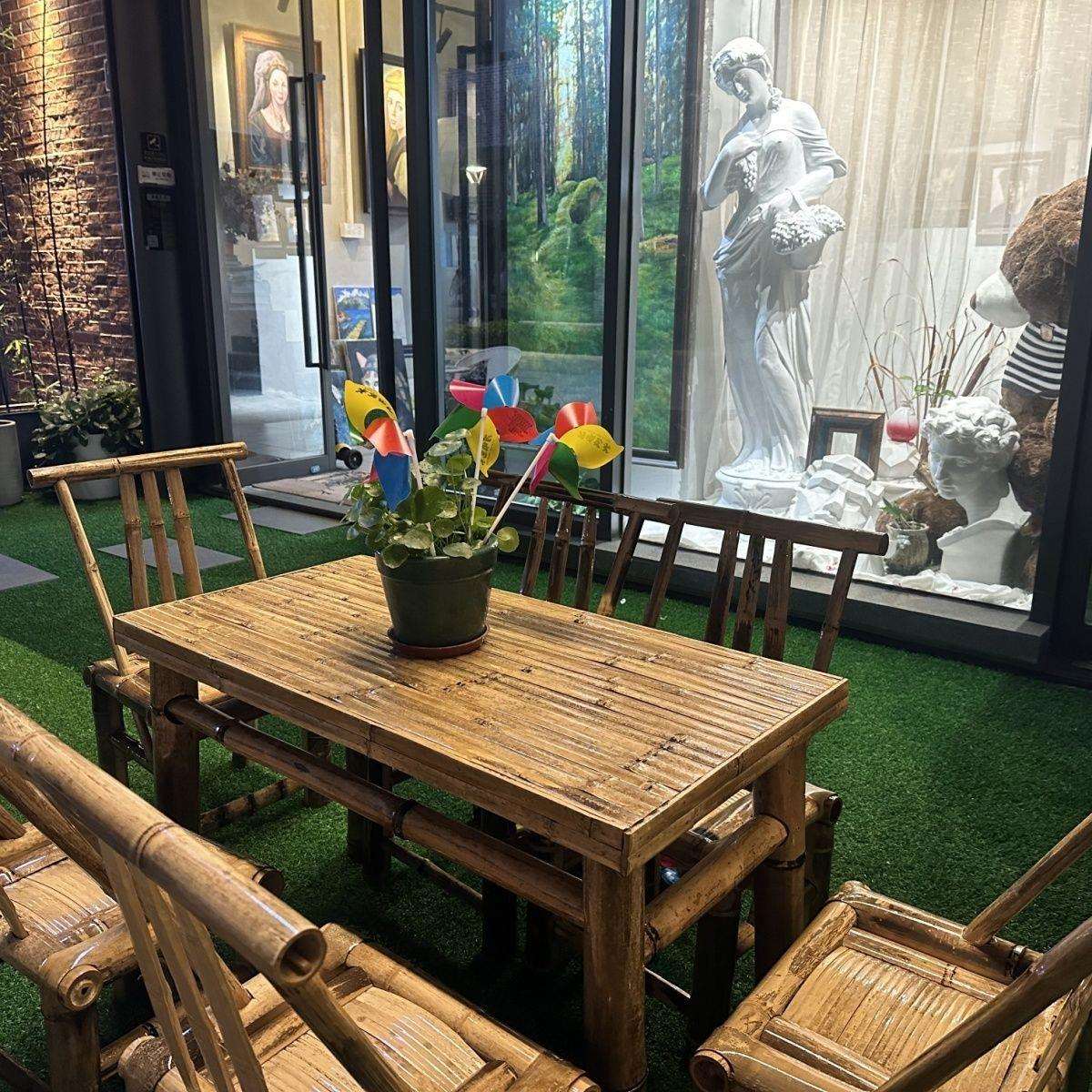 纯手工编织竹子桌椅子传统竹桌户外复古竹餐桌围炉煮茶手工竹制品