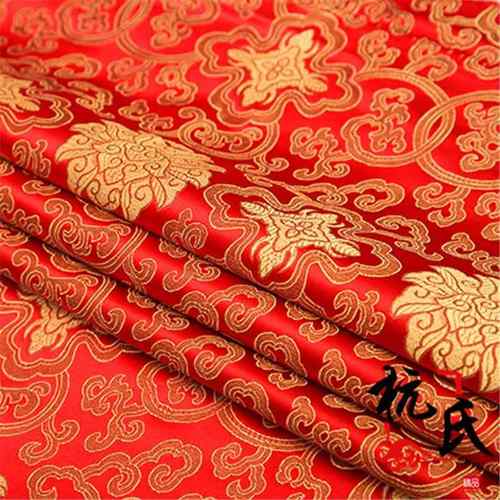 新款直销150宽尼龙富贵花织锦缎丝绸面料沙发坐垫抱枕绸缎布料桌