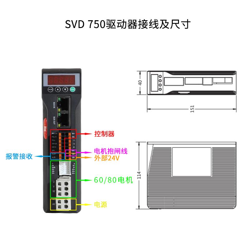 750W/400W纳川电机交流伺服电机套装小体积伺服驱动器马达3000转