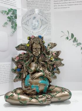 大地之母水晶球底座地球妈妈厂家销售货源树脂工艺品底