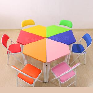 烤漆 中小学梯形彩色拼接桌 会议 心理咨询室团体活动辅导桌设备