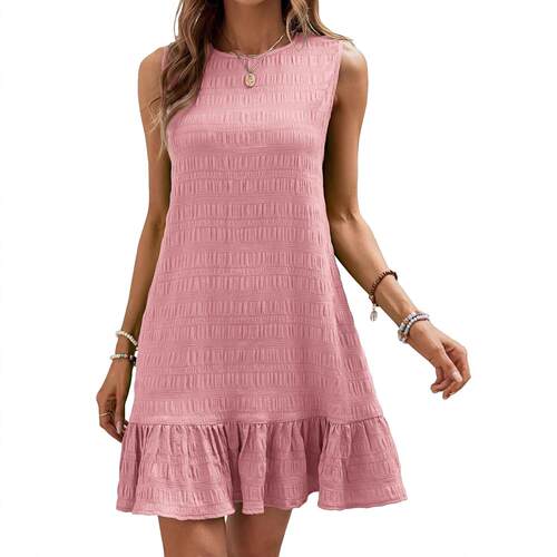Women's Summer Casual Round Neck Sleeveless Mini Dress
