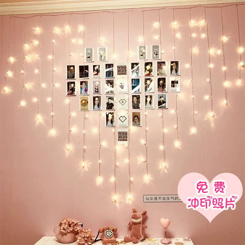 ins爱心灯串照片墙少女心房间装饰浪漫求婚 LED氛围灯生日背景墙