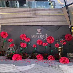 ltao1001巨打型大红色瑰节日橱窗美玫陈背景布置网红卡户水外防立
