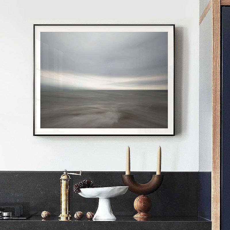 宁静的海 杉本博司风 艺术装饰画 日落海景大海风景摄影作品版画