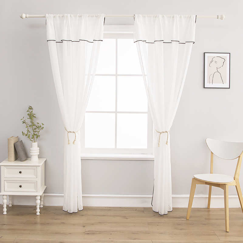 韩式白色蕾丝飘窗窗帘半遮光纱帘田园美式半帘短帘隔断免打孔门帘