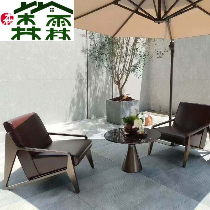 户外铝合金沙发酒店民宿休闲防水防晒茶几组合室外设计师实木家具