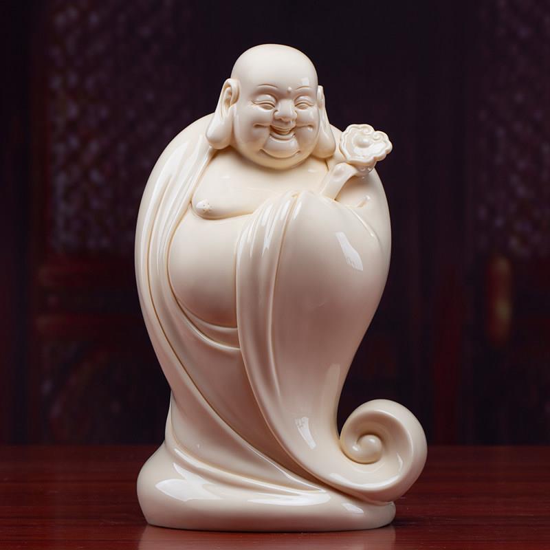 梵趣德化白瓷大肚佛弥勒佛陶瓷招财摆件家用客厅玄关装饰礼品