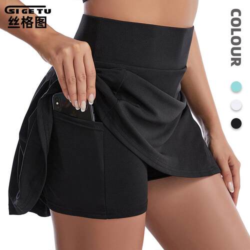 Women Athletic Tennis Skorts Pockets Built Shorts Golf