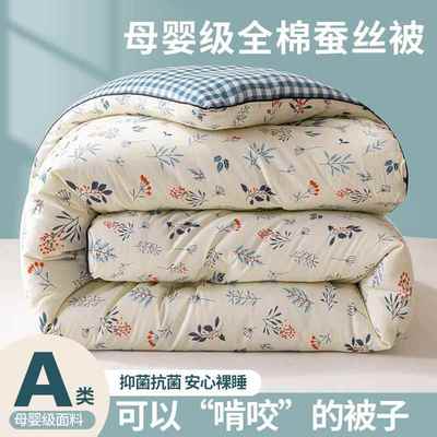 蚕丝被桑蚕丝被子冬被加厚保暖全棉棉被春秋冬季10斤被芯亚马逊