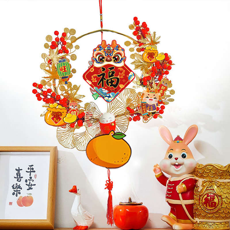 2025蛇年新年装饰品挂件红果客厅入户门挂饰花环过年春节场景布置