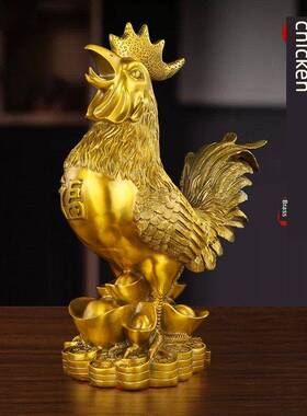 铜公鸡饰品纯铜幸运鸡金鸡家居客厅办公室桌面装饰工艺品陈设