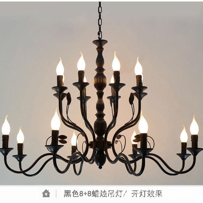 美式SD016-12乡村客厅灯灯欧式铁艺吊灯室酒店民宿蜡烛卧餐灯卧室