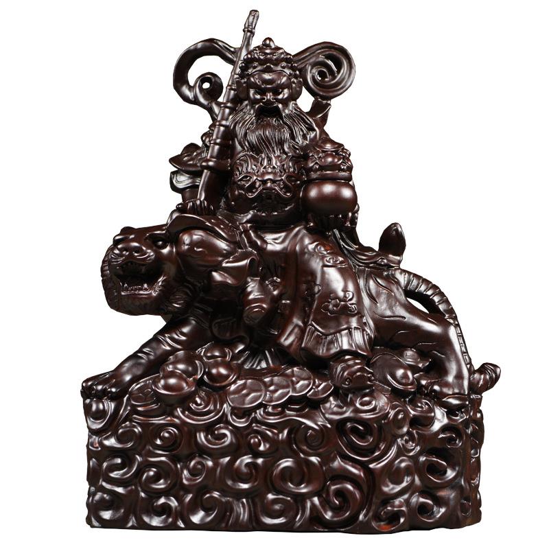 黑檀木雕刻武财神骑虎赵公明神像摆件家居公司装饰工艺品开业送礼图片