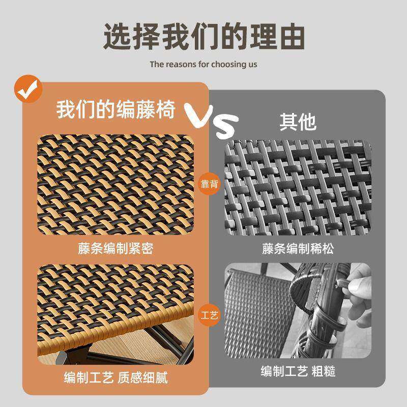 叠编织藤椅阳台椅子家靠用背椅藤编凳折EBD叠椅户外单子人折休闲