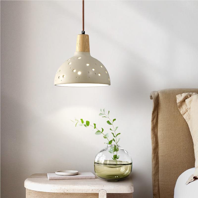 日式侘寂风厅灯北欧卧吊室D2701床餐头玄关吧台吊灯奶油风微水岛