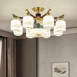 新中式吊灯全铜木客厅简约大气实中国8286高风端厅中式别墅餐吸顶