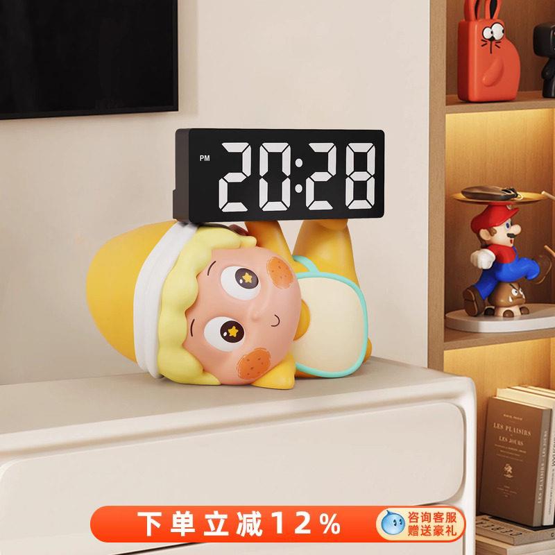 星星仔电子时钟桌面摆件挂钟客厅钟表摆台式玄关装饰品生日礼物女