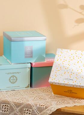 6E3X50套生日蛋糕盒子大6六8八10十12寸烘焙包装盒手提方纸盒定