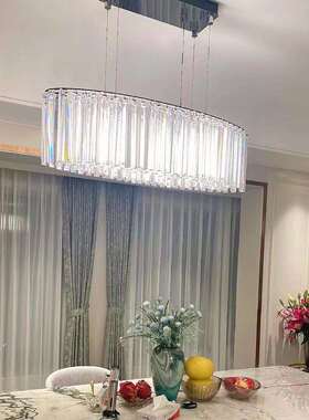 现代简约轻奢空377水晶吊灯客厅厅个性椭圆条长饭餐厅别墅挑新款