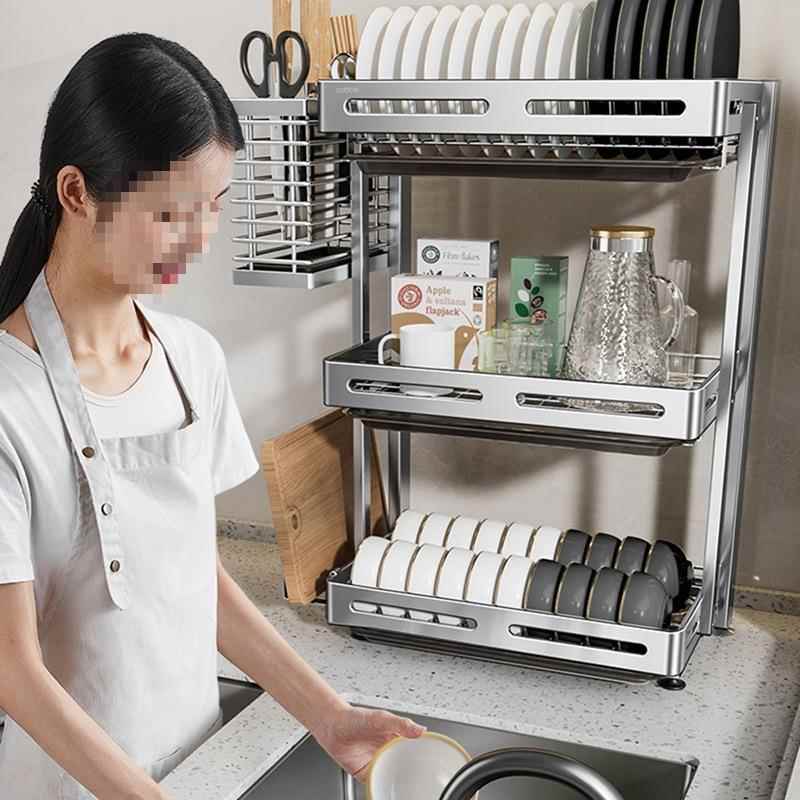 不10039783锈钢厨房壁面挂可折叠碗架沥水盒架晾纳放碗筷台家用品