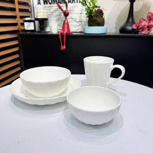 chockmen卓德铭骨瓷白瓷餐具轻奢餐碗饭碗菜碟餐盘儿童碗碗碟