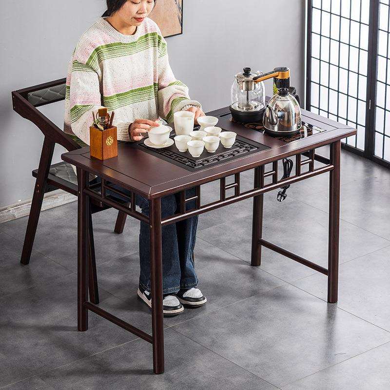 小茶桌椅组合功夫大板桌茶台一体家用阳台实木新中式办公室书桌子
