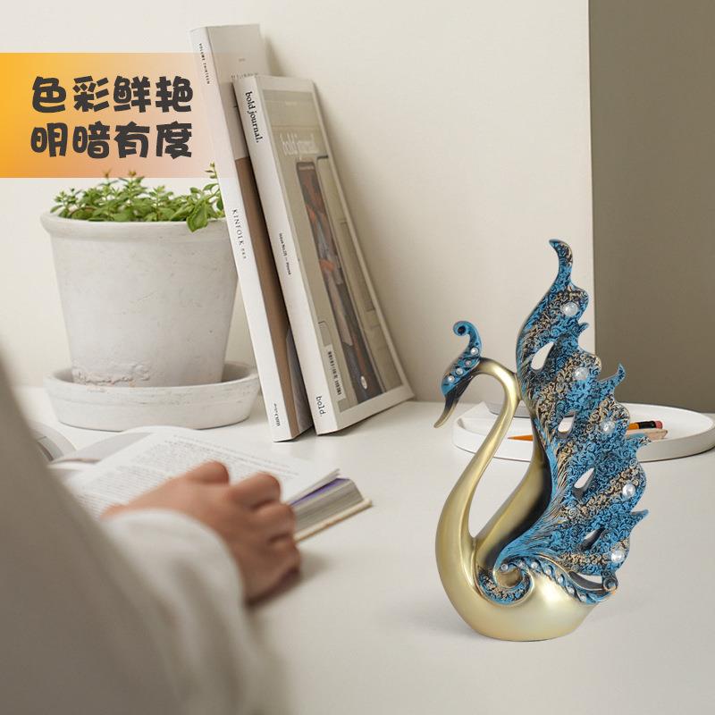 欧现代送奢高档电视柜天鹅摆件酒柜装饰品天鹅工艺客厅桌式轻面玄