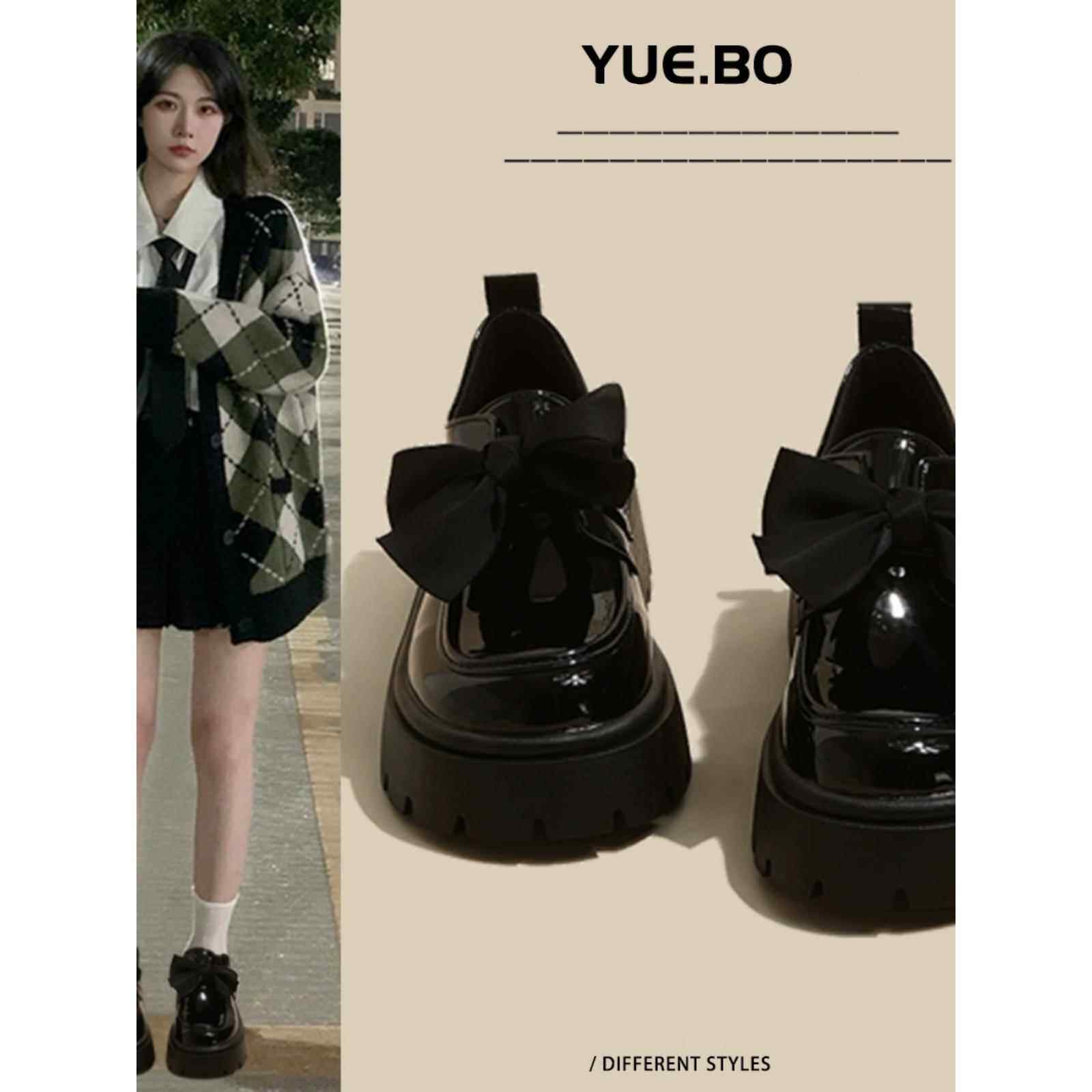 英国Next kiss小皮鞋女款2025年春季厚底黑色配裙子玛丽珍乐福鞋