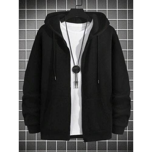 H 37504 Drop shoulder zip hoodie 落肩连帽拉链卫衣跨境速