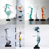 抽象艺术装 饰品摆件售楼处酒店大堂玄关雕塑会所大厅透明轻奢软装