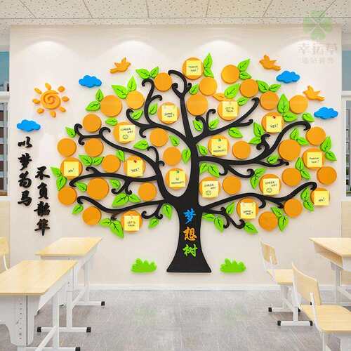 5ZW梦想树墙贴画班级励志文化墙布置装饰中小学教室心愿墙许