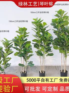 网红ins仿真琴叶榕室内客厅落地盆栽服装店橱窗绿色假植物琴叶榕