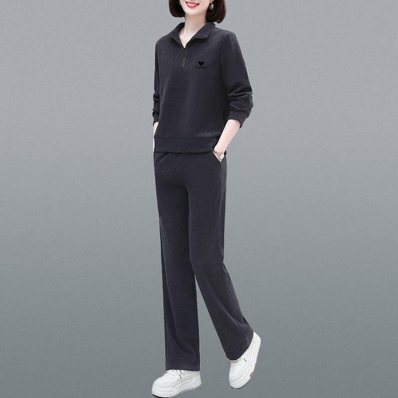 时尚洋气运动套装时尚洋气2026春秋新款中年女士卫衣半开衫两件套