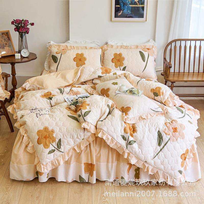 2025套件新款全棉春暖系列床裙四件套-全套夹棉床裙/床笠四件套