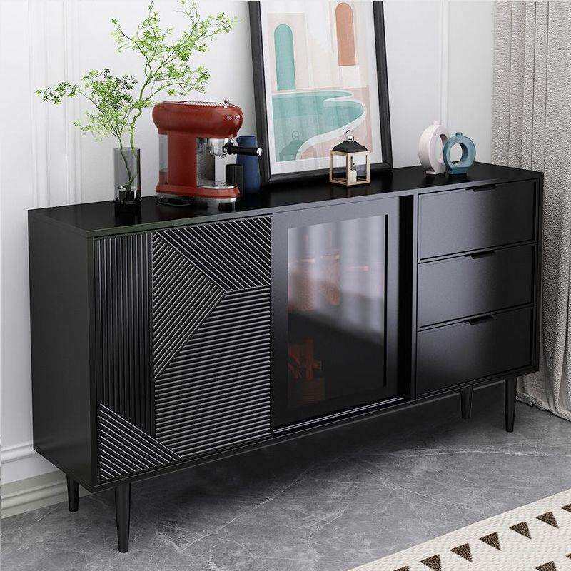 餐边柜轻奢黑色斗柜靠墙一体茶水柜子酒柜现代简约客厅收纳储物柜