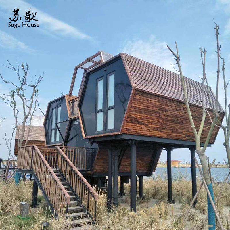 钢结构木屋 创意木屋度假别墅 度假村设计建造 轻钢别墅木屋