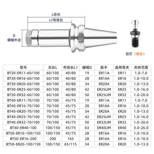 bt40/bt30/bt50fmb刀柄数控加工中心动平衡CNC高精度筒夹er 40