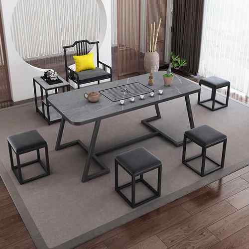 轻奢岩板茶桌椅组合现代简约家用阳台泡茶桌办公茶台茶具套装一体