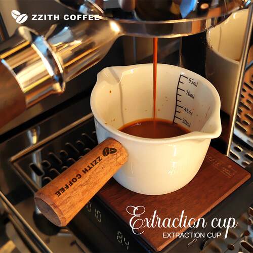 ZZITH咖啡萃取杯手工烧制陶瓷双鹰嘴浓缩杯带刻度接液杯小奶盅AI