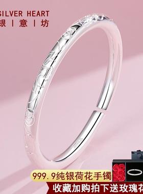 高档子年轻银环手炼999实9纯银心风格小女众平原民族风格大重量银